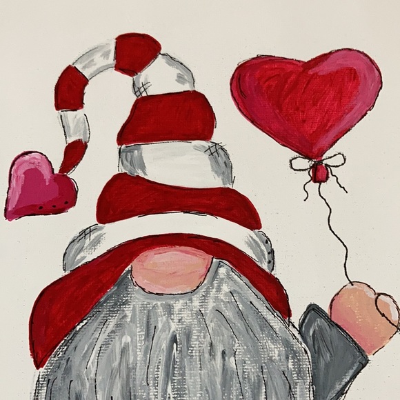 8 x 10 Valentine’s Gnome painting - Picture 2 of 6